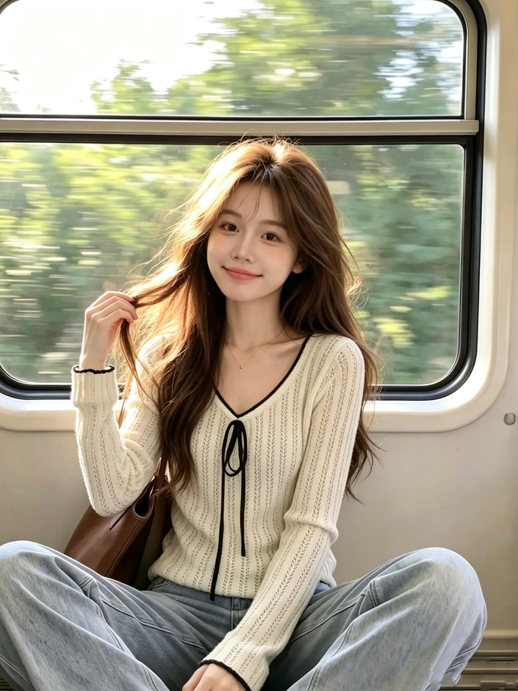 인사이드 가져 가라. 새로운 즐겨 찾기 2026 이른 가을 새로운 한 부서 프릴 배색 여성 나비 넥타이 디자인 홀로우 아웃 상세 이미지 6