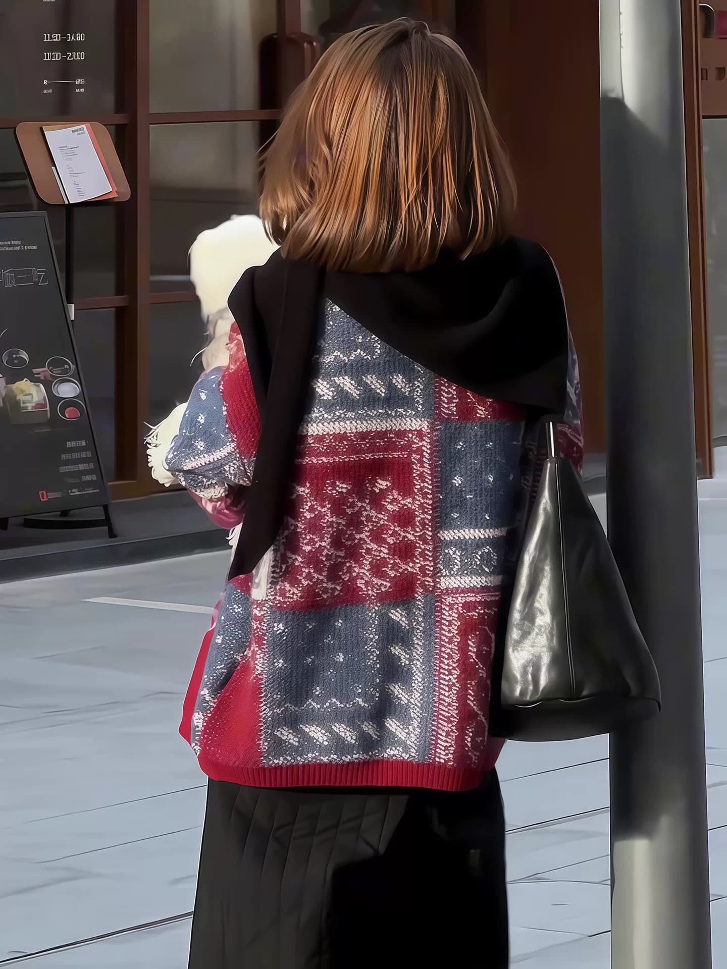 한 부서 빨간색 공정한 섬 자카드 니트 오픈 가디건 여성 가을 겨울 외부 가져 가라. 느긋한 바람 와이드 부드러운 찹쌀 스웨터 코트 두꺼움 상세 이미지 6