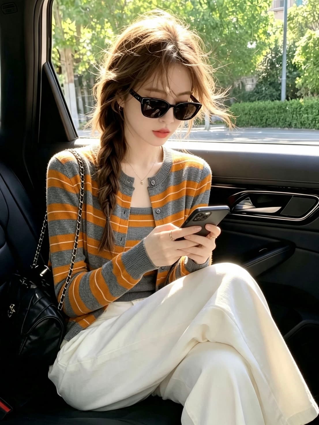 한 부서 주황색 스트라이프 스택 착용 니트 오픈 가디건 여성 조기 가을 디자인 센스 스웨터 코트 외부 가져 가라. 두 조각 스타일 맨위 이미지 4