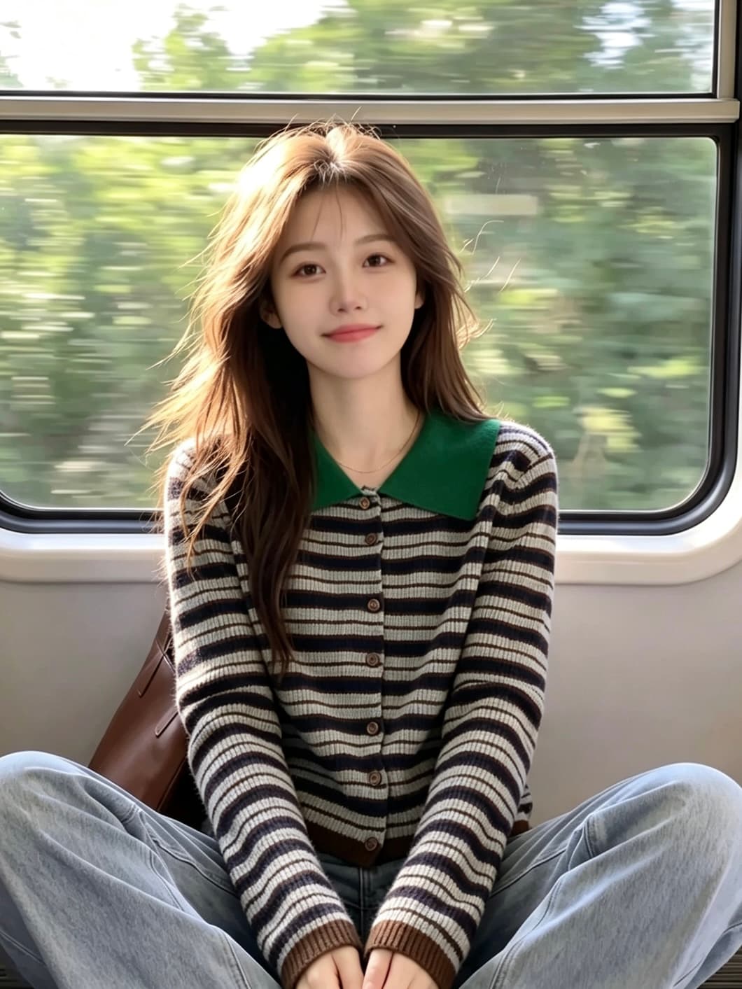 2026 이른 가을 레트로 폴로 칼라 스트라이프 니트 오픈 가디건 여성 새로운 느긋한 바람 외출용 따뜻한 부드럽다 찹쌀 연령 감소 맨위 이미지 3