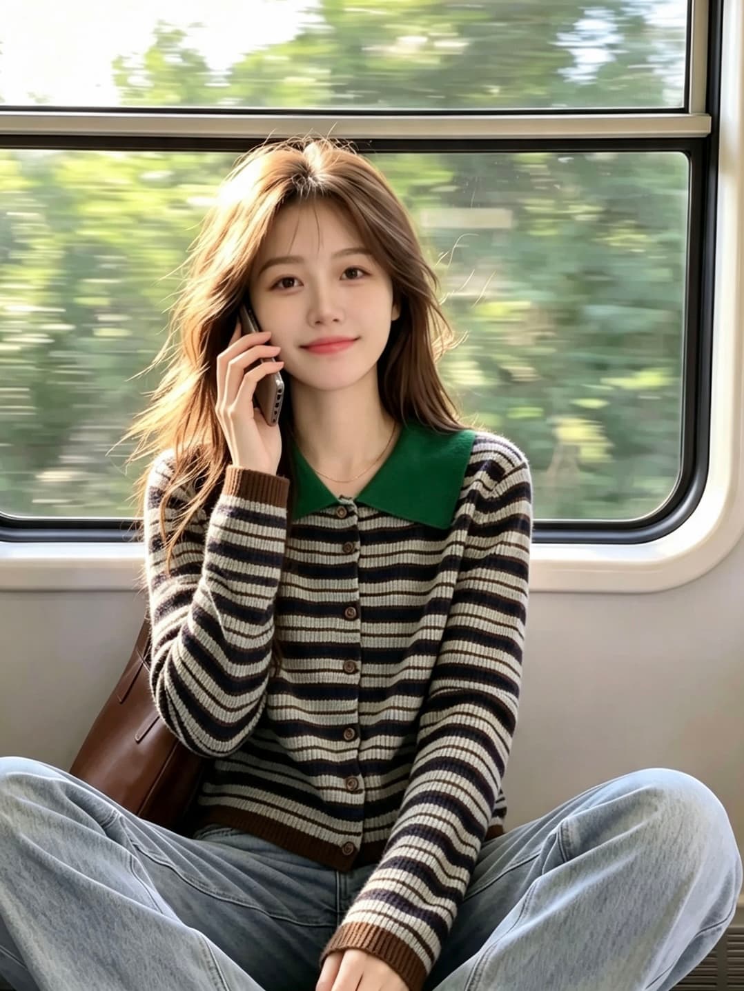 2026 이른 가을 레트로 폴로 칼라 스트라이프 니트 오픈 가디건 여성 새로운 느긋한 바람 외출용 따뜻한 부드럽다 찹쌀 연령 감소 맨위 상세 이미지 5