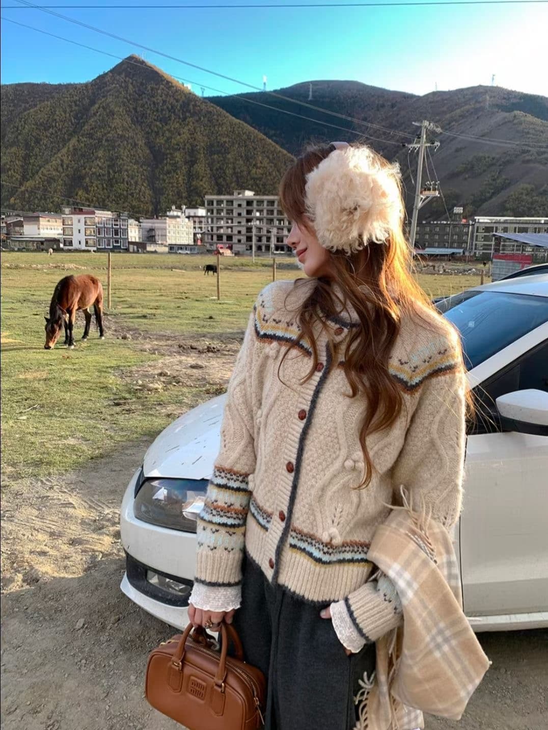무거운 작업 짜임 A 난초 훅 공정한 섬 배색 니트 오픈 가디건 루즈핏 레트로 부드러운 찹쌀 스웨터 여성 코트