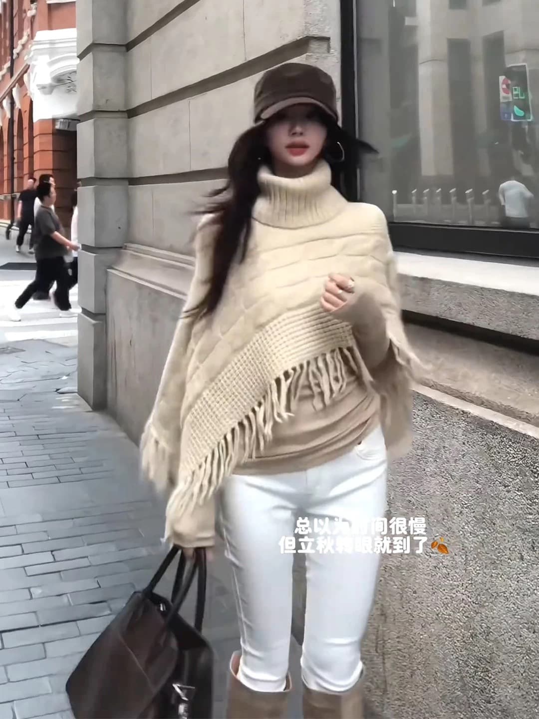 느긋한 바람 품격 터틀넥 망토 스웨터 여성 의류 2026 가을 겨울 새로운 고급 술 불규칙 숄 맨위 이미지 4