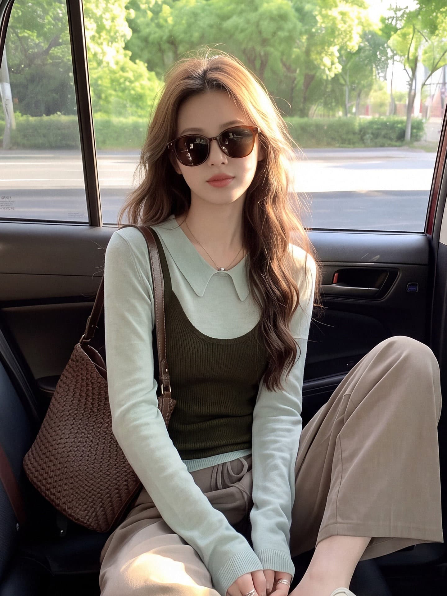 한국 스타일 폴로 칼라 스택 착용 니트 슬립 긴팔 티셔츠 여성 여름 레트로 몸매 가꾸기 슬림해 보이는 캐주얼 기본 셔츠 맨위