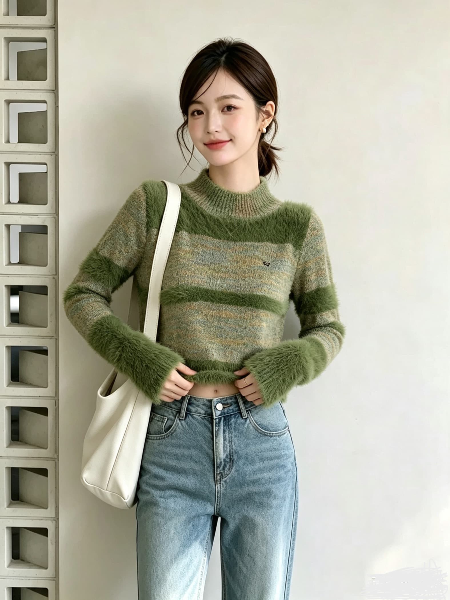 아메리칸 레트로 라운드 넥 풀오버 스웨터 여자 가을 겨울 새로운 쇼트 스타일 디자인 센스 배색 맨위 상세 이미지 8