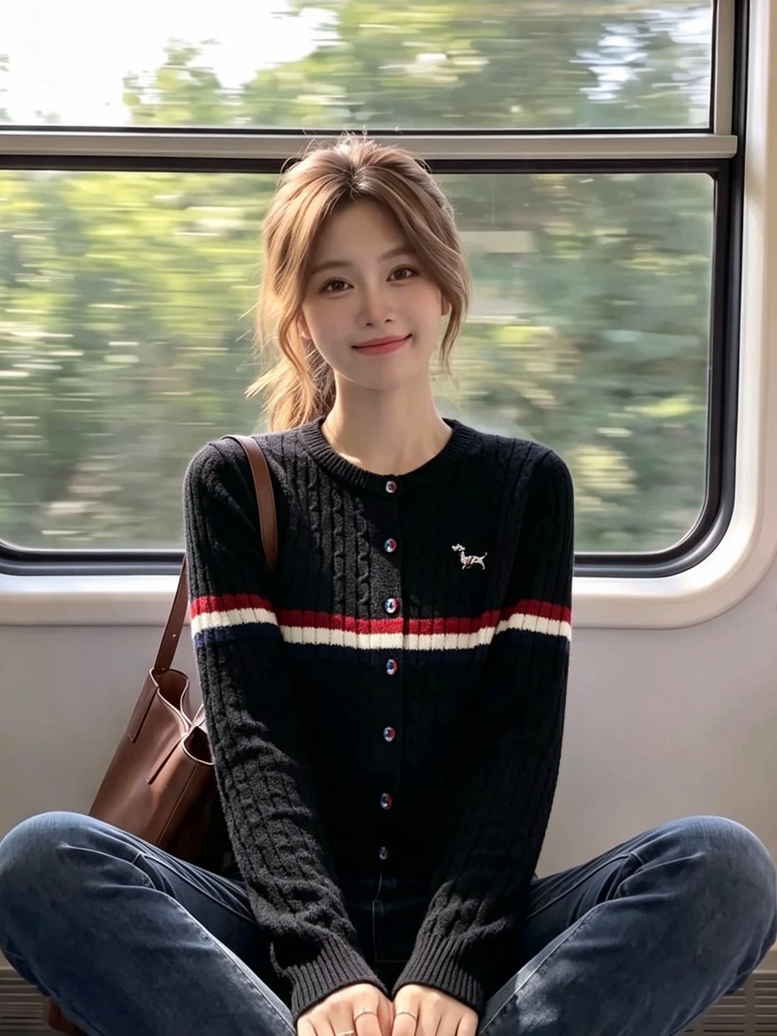 니트 스웨터 여성 2026 새로운 이른 가을 라운드 넥 카디건 코트 스웨터 외출용 고급 센스 맨위 상세 이미지 3