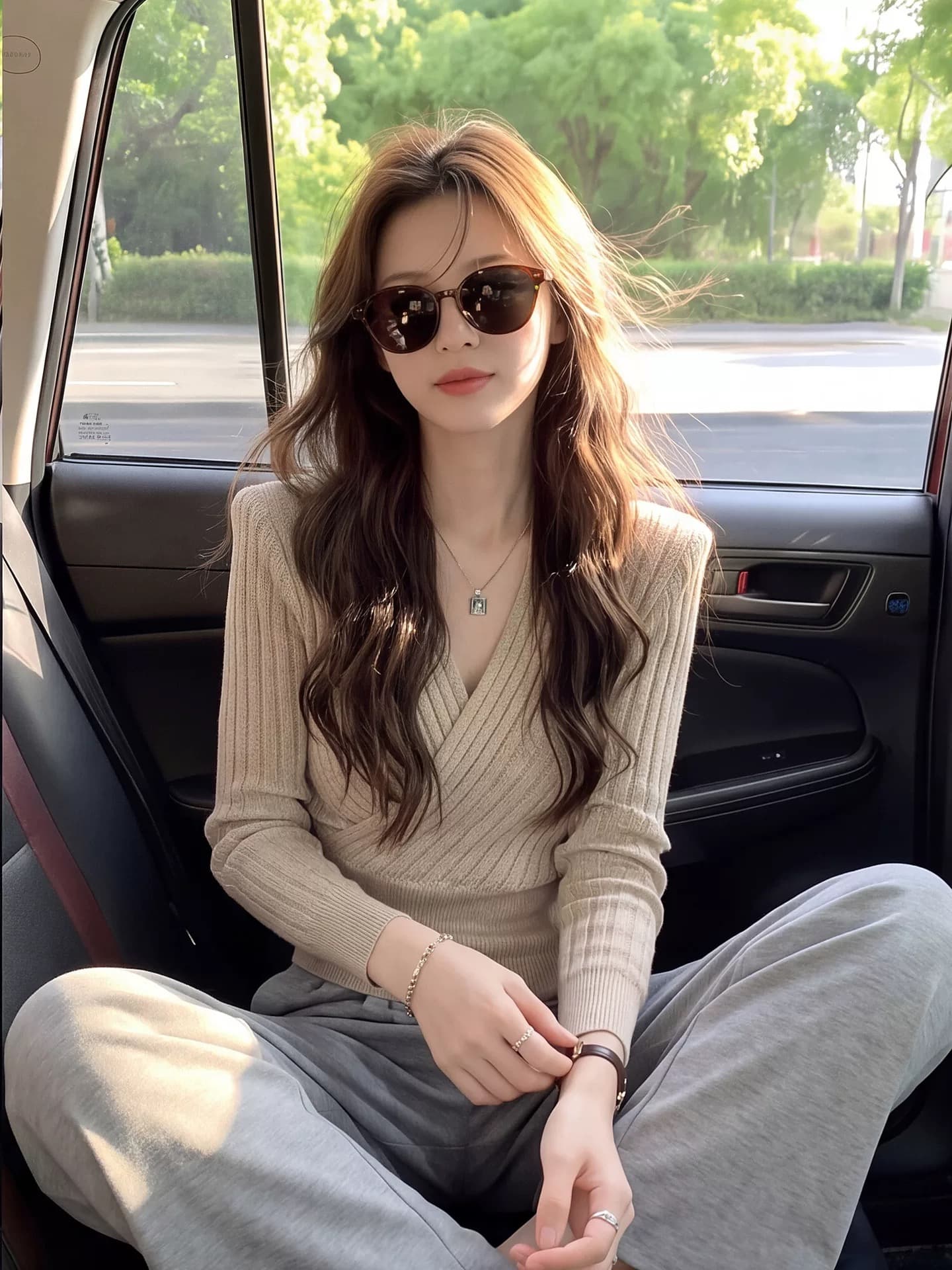 프랑스식 십자가 V넥 구덩이 기사 니트 스웨터 여성 가을 미니멀리즘 다용도 슬림해 보이는 캐주얼 맨위 이미지 2