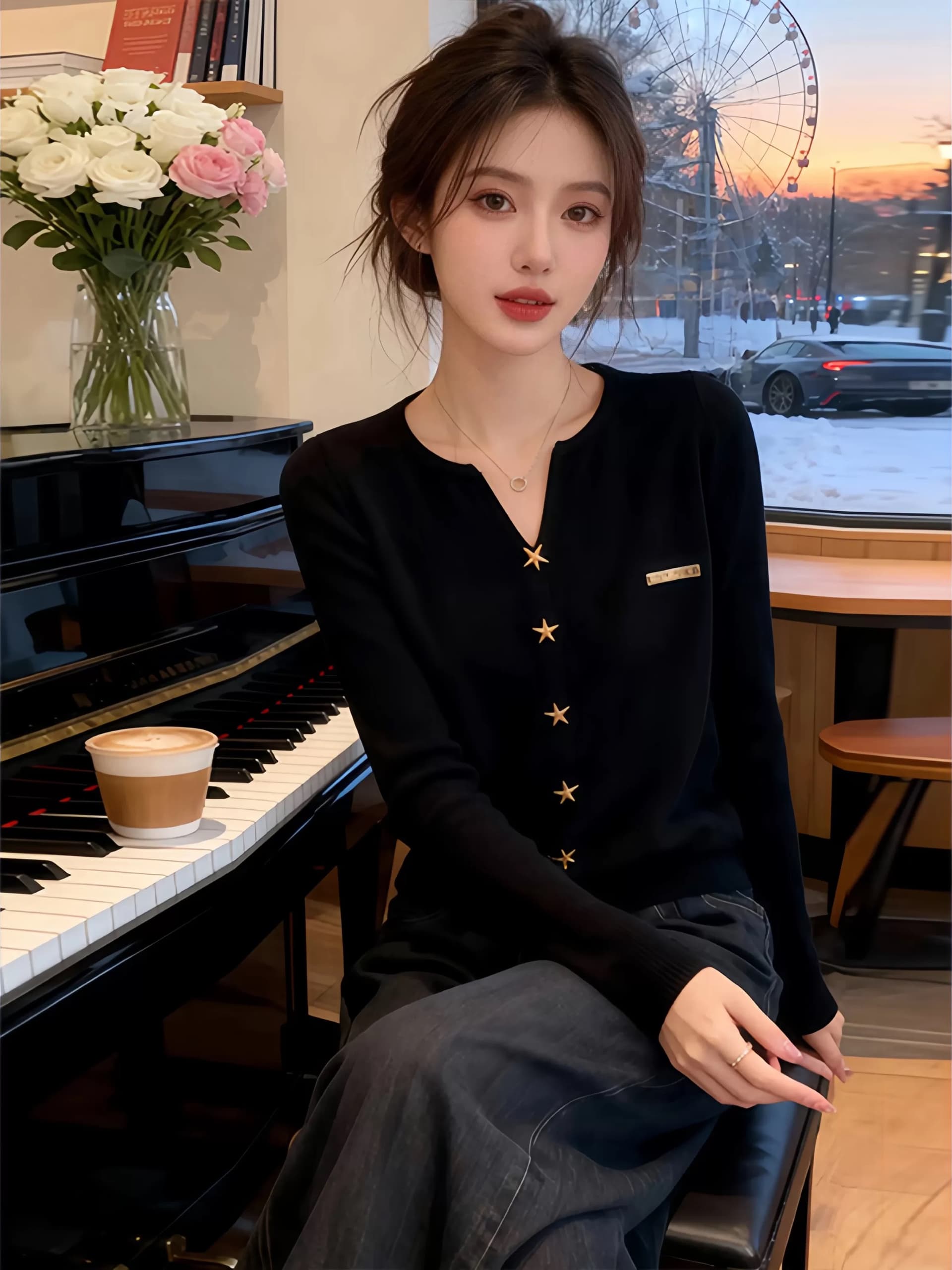빨간색 스웨터 부드러운 찹쌀 니트 스웨터 여자 2026 이른 가을 새로운 착용 가져 가라. 품격 연령 감소 루즈핏 표지 배 맨위 상세 이미지 3