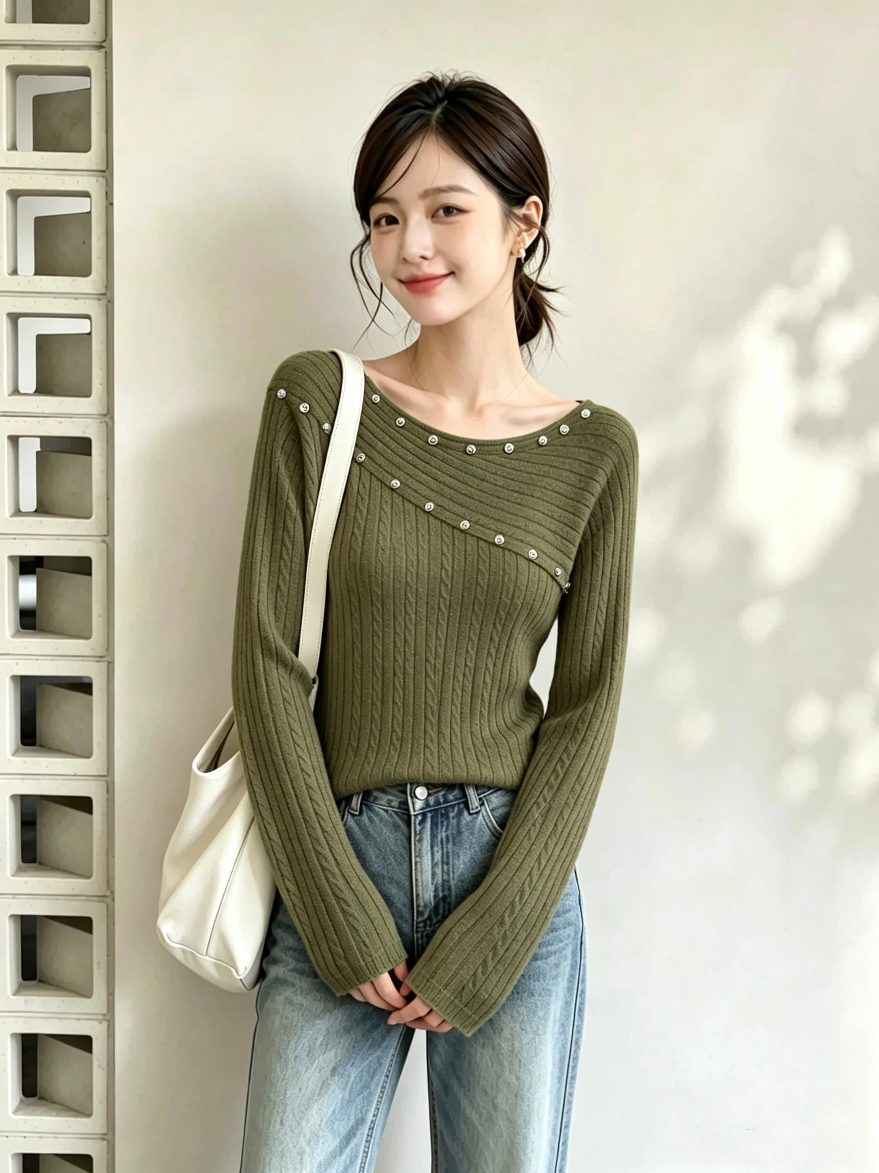 가을 의상 새로운 한 부서 레트로 디자인 센스 패치워크 꽈배기 긴팔 니트 스웨터 스웨터 맨위