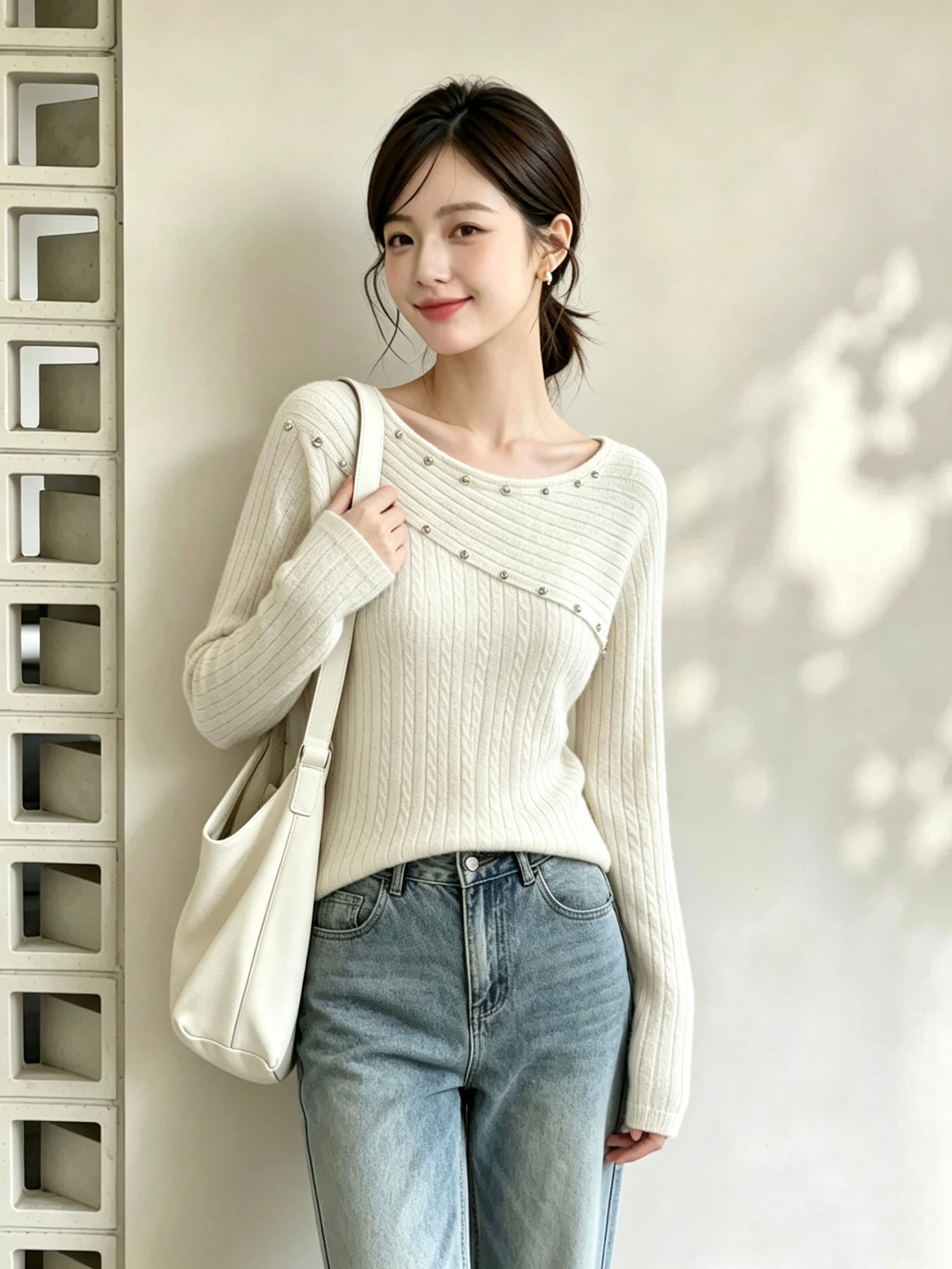 가을 의상 새로운 한 부서 레트로 디자인 센스 패치워크 꽈배기 긴팔 니트 스웨터 스웨터 맨위 상세 이미지 7