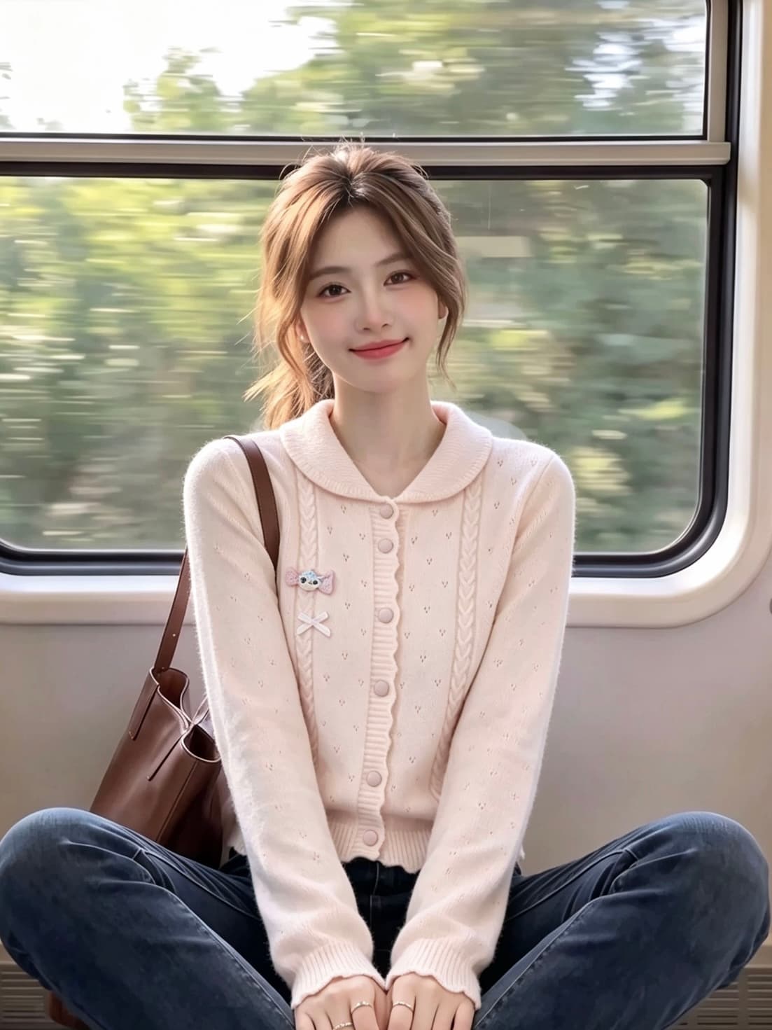 달콤함 핑크색 긴팔 스웨터 오픈 가디건 여성 2026 가을 새로운 디자인 센스 작은 대중 루즈핏 니트 맨위