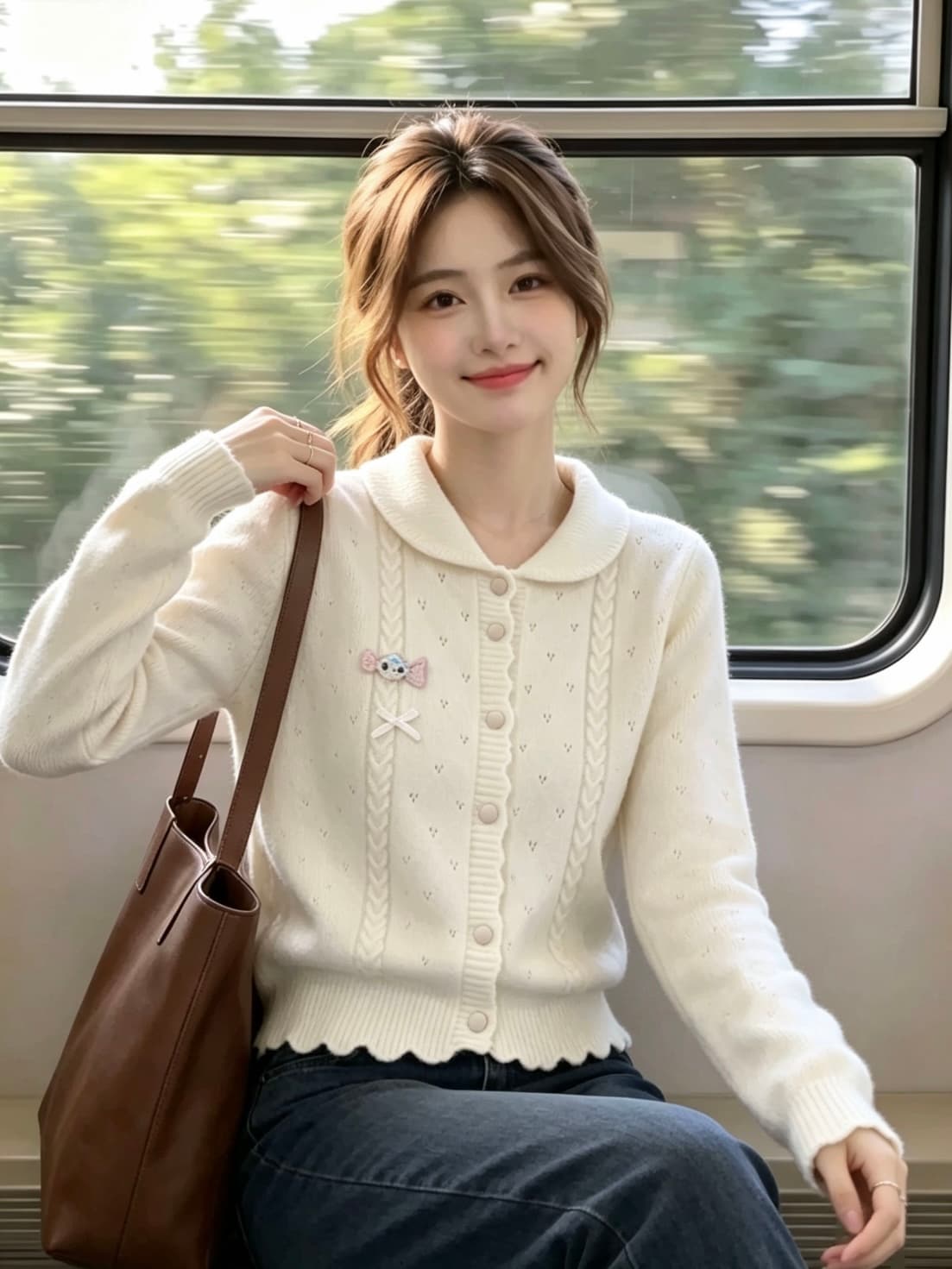 달콤함 핑크색 긴팔 스웨터 오픈 가디건 여성 2026 가을 새로운 디자인 센스 작은 대중 루즈핏 니트 맨위 상세 이미지 5