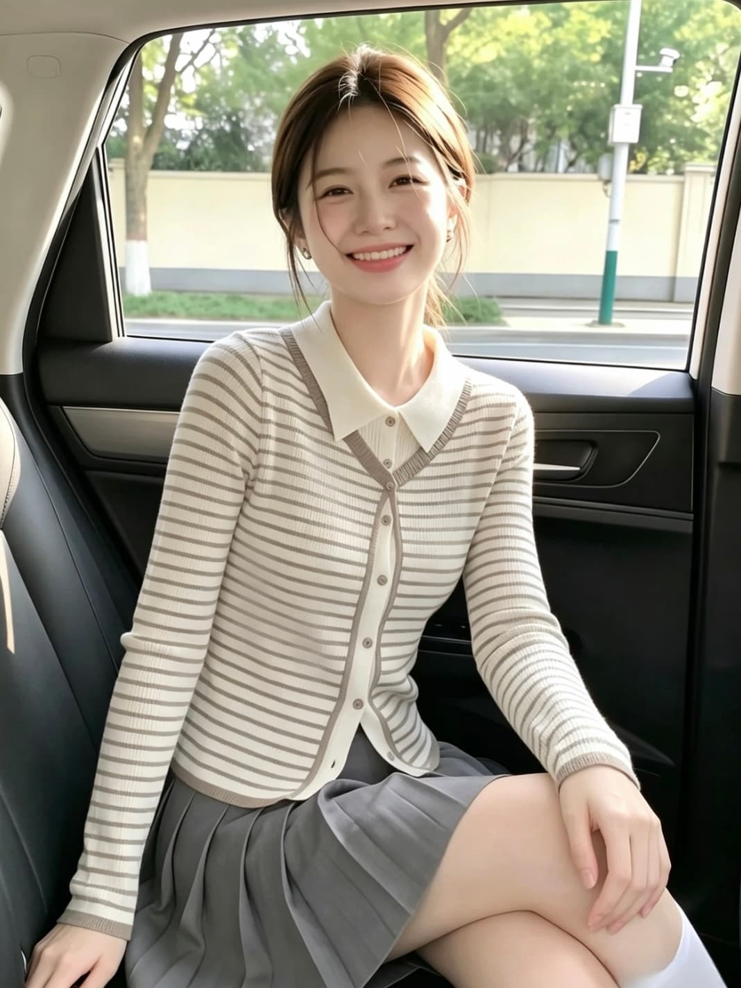 디자인 센스 배색 스트라이프 니트 맨위 여성 2026 새로운 이른 가을 착용 가져 가라. 다용도 몸매 가꾸기 슬림해 보이는 카디건 코트 이미지 4