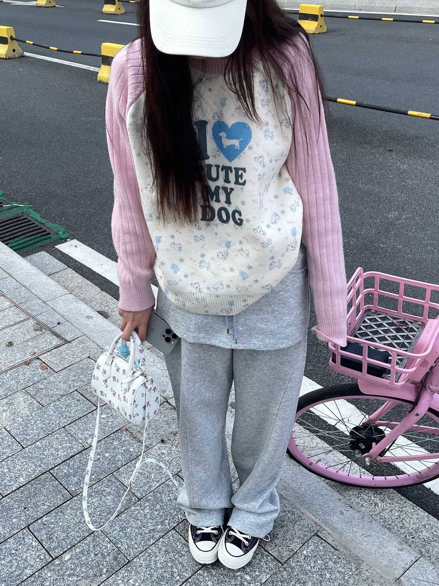 아메리칸 재미있는 프린트 패치워크 색상 긴팔 니트 스웨터 남녀 봄 가을 루즈핏 캐주얼 다용도 풀오버 털 셔츠 상세 이미지 8
