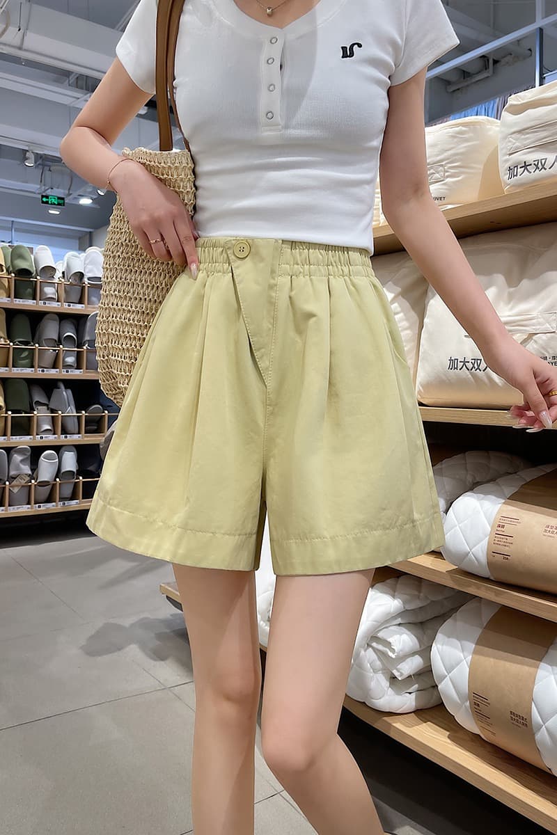 꽃밭 반바지 여성 작은 키 여름 루즈핏 슬림해 보이는 와이드 레그 팬츠 하이웨이스트 한 마디 캐주얼 다용도 핫 바지 이미지 7