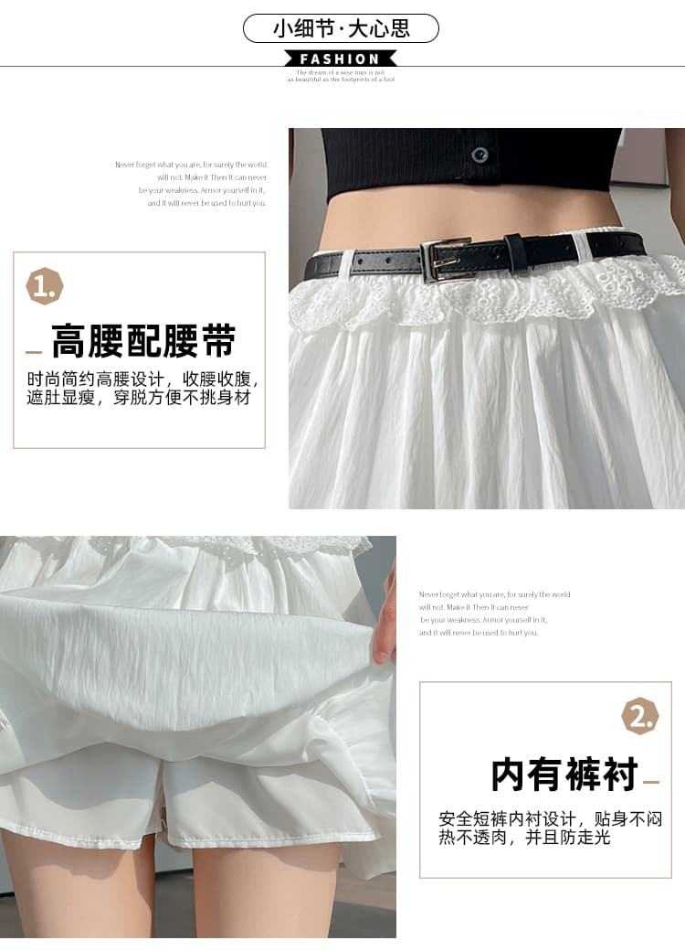 벨트 포함 배꽃 화이트 디자인 센스 표지 고기 한 마디 미니 스커트 작은 키 슬림해 보이는 주름 꽃밭 반신 스커트 아이들 상세 이미지 11
