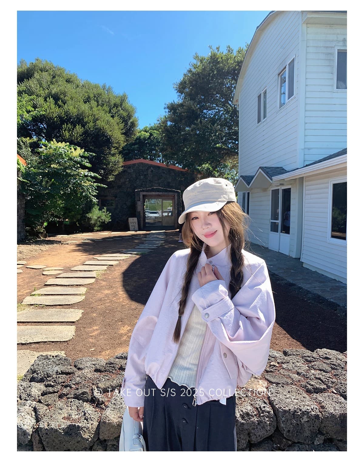 인터넷 그림 블록 산책 배트윙 소매 레트로 쇼트 스타일 오토바이 재킷 여성 코트 가을 한 부서 캐주얼 상세 이미지 7