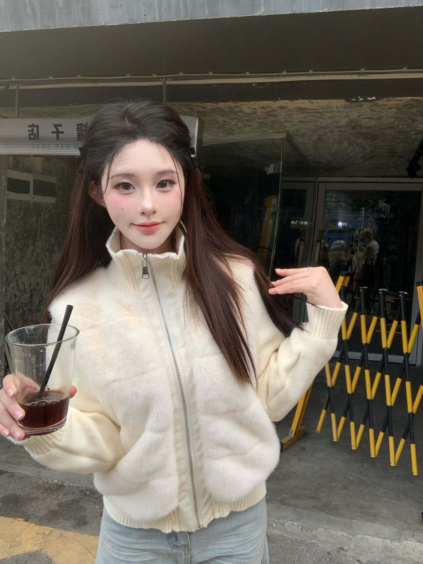 실사 정가 원본 원료 초점 높은 품질 피어 도둑 그림 내기 니트 패치워크 모방 수달 털 면 의류 이미지 2
