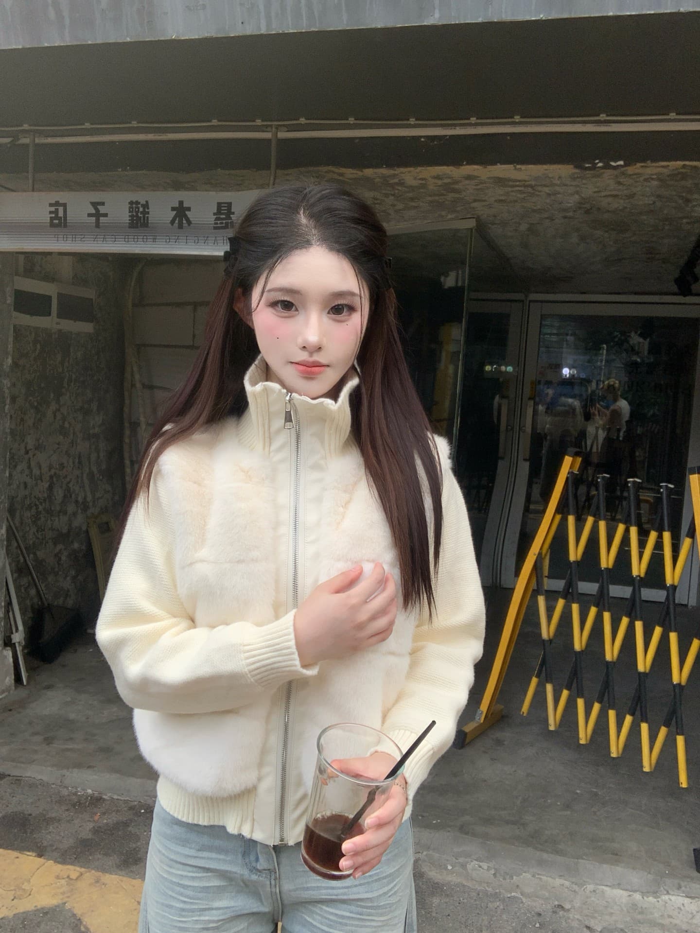 실사 정가 원본 원료 초점 높은 품질 피어 도둑 그림 내기 니트 패치워크 모방 수달 털 면 의류 이미지 3