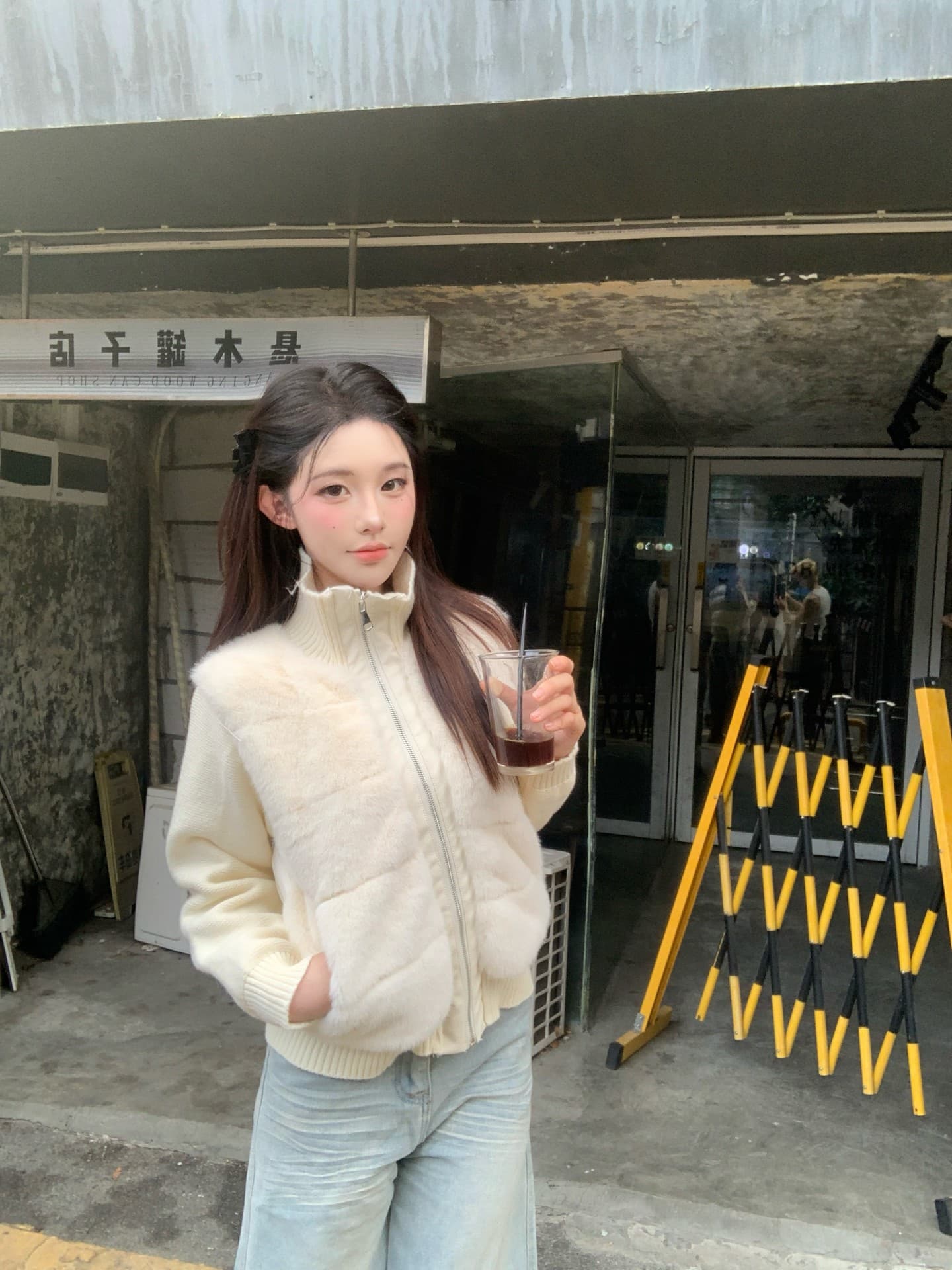실사 정가 원본 원료 초점 높은 품질 피어 도둑 그림 내기 니트 패치워크 모방 수달 털 면 의류 상세 이미지 7