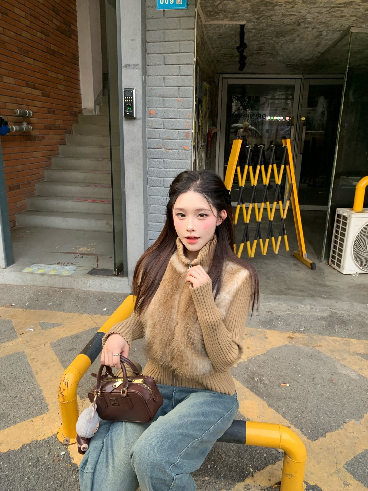 실사 정가 원본 원료 초점 높은 품질 피어 도둑 그림 아름다움 라드. 모피 패치워크 여성 코트 이미지 3