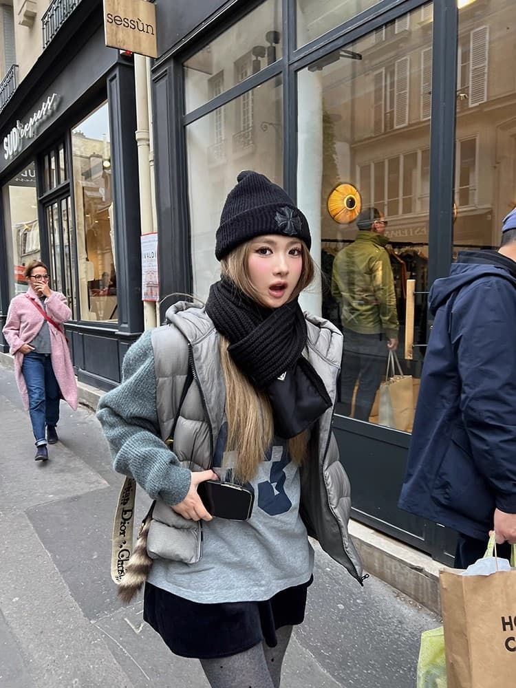 안개 모두 새벽 monclr 니트 패치워크 면 의류 후드 면 옷 이미지 5