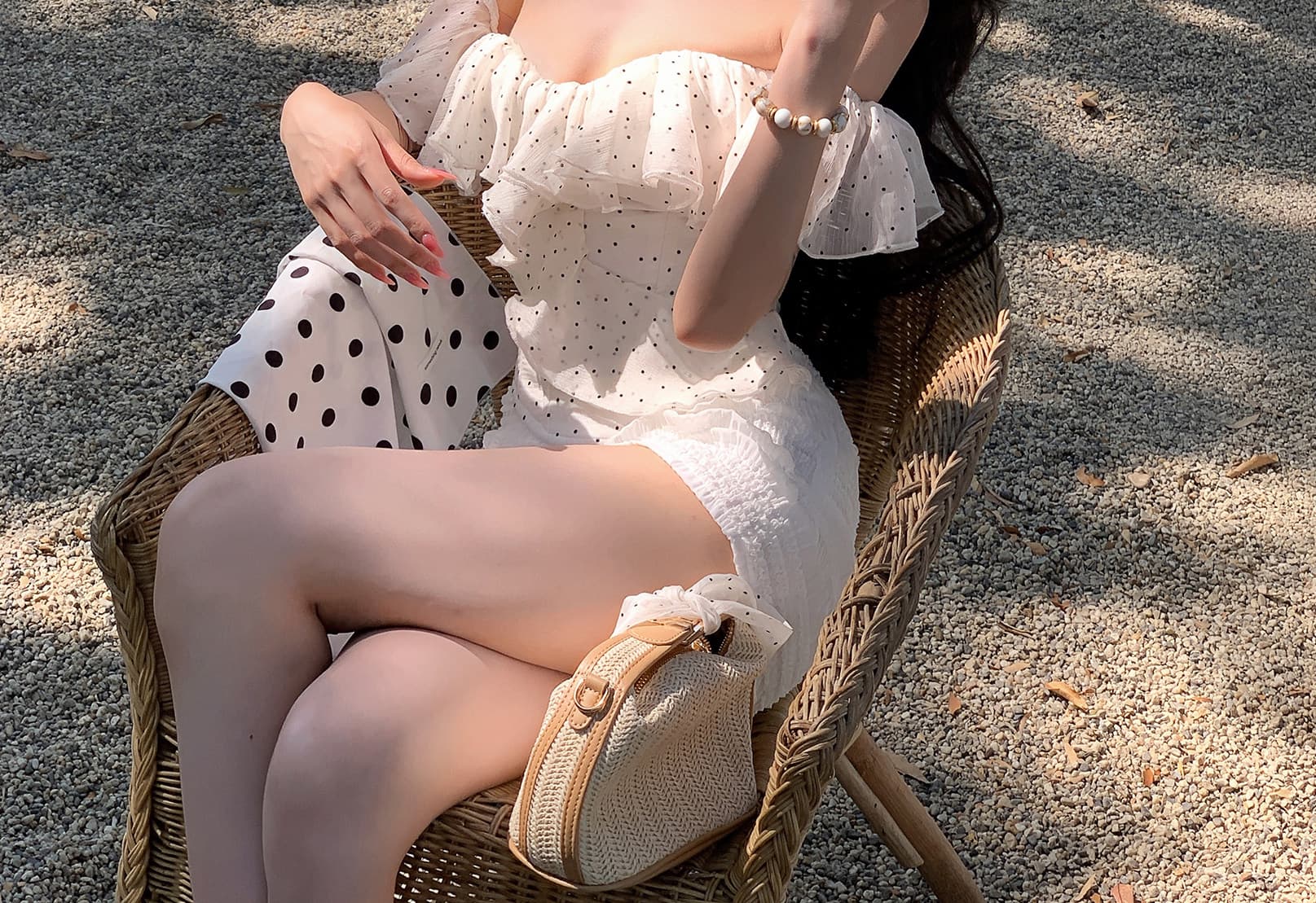 인터넷 그림 봄 여름 프랑스식 품격 레트로 도트 무늬 프릴 생선뼈 코르셋 상세 이미지 16