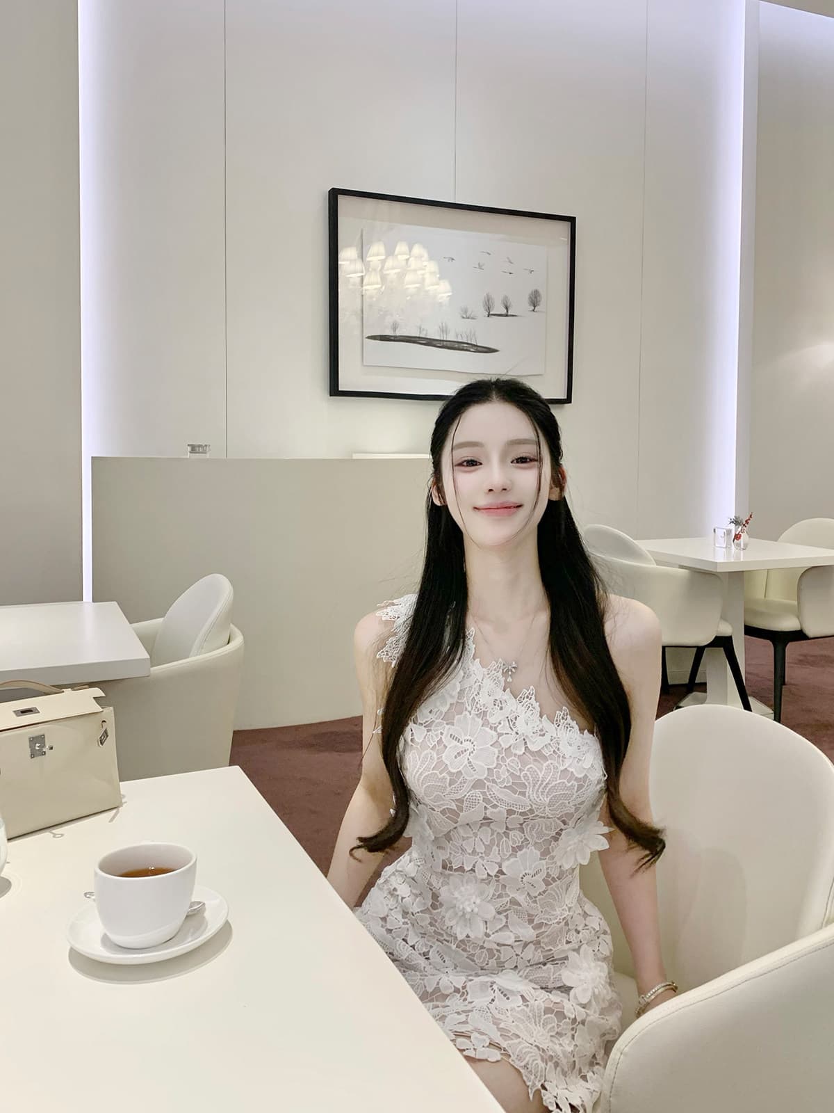 인터넷 그림 3 차원 꽃 레이스 숄더백 치마 고급 센스 드레스 이미지 3