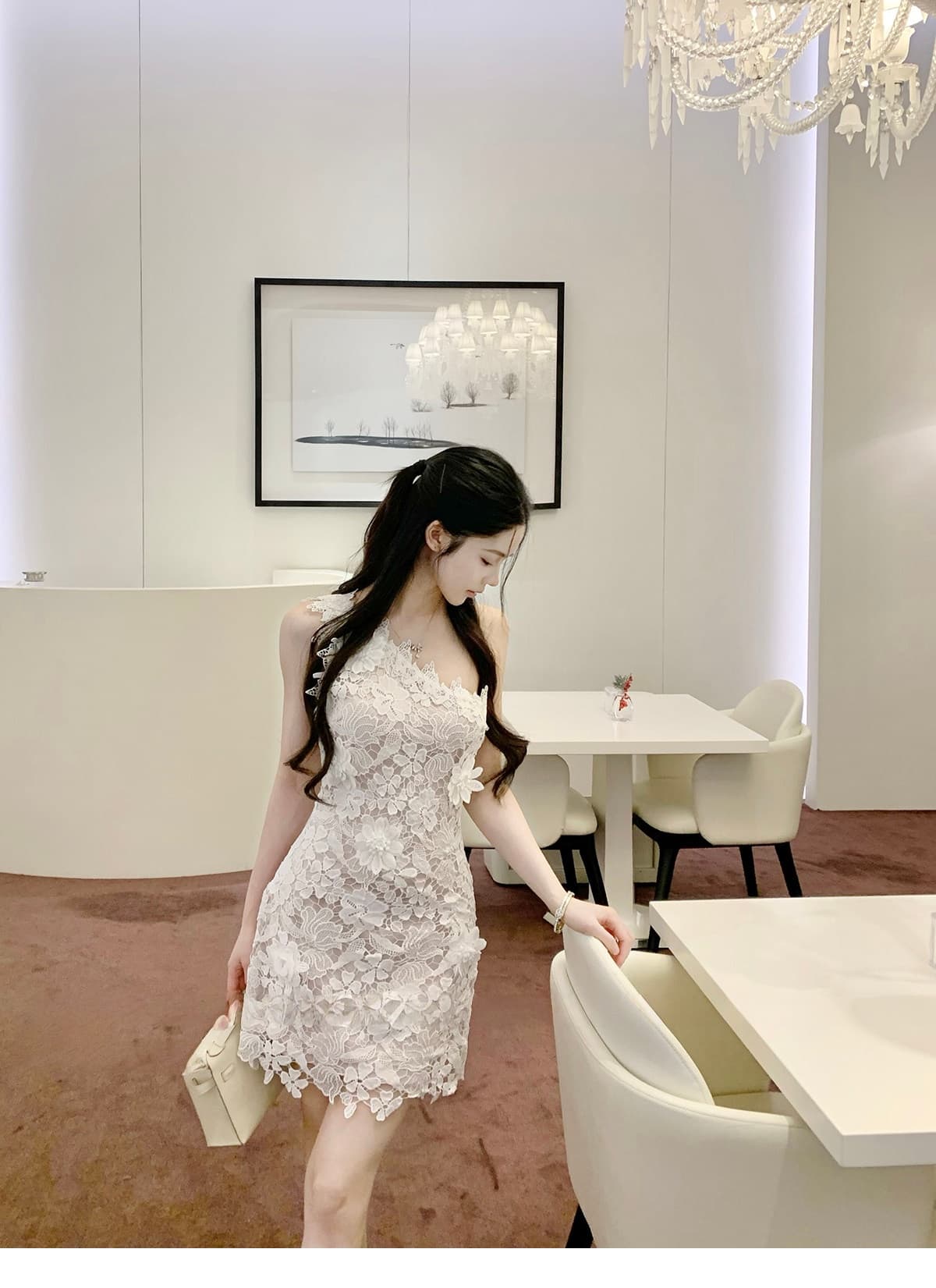 인터넷 그림 3 차원 꽃 레이스 숄더백 치마 고급 센스 드레스 상세 이미지 8