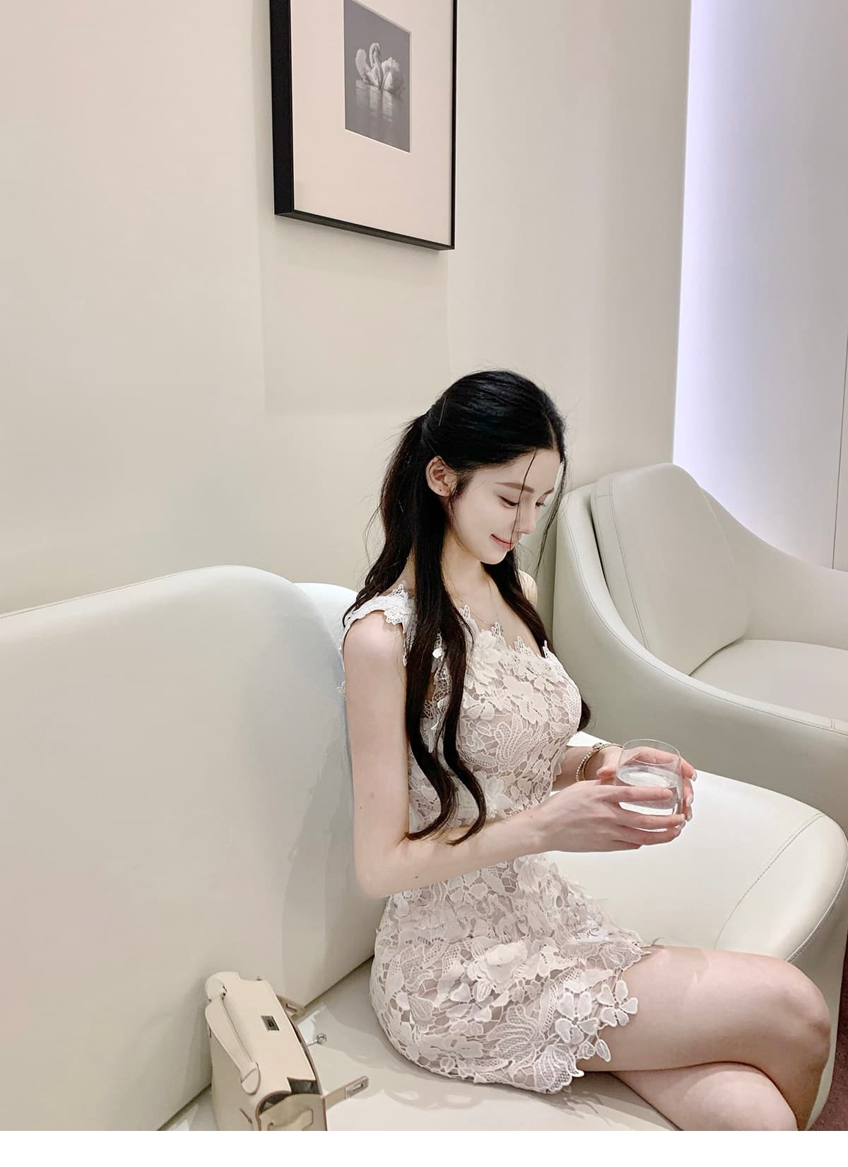 인터넷 그림 3 차원 꽃 레이스 숄더백 치마 고급 센스 드레스 상세 이미지 10