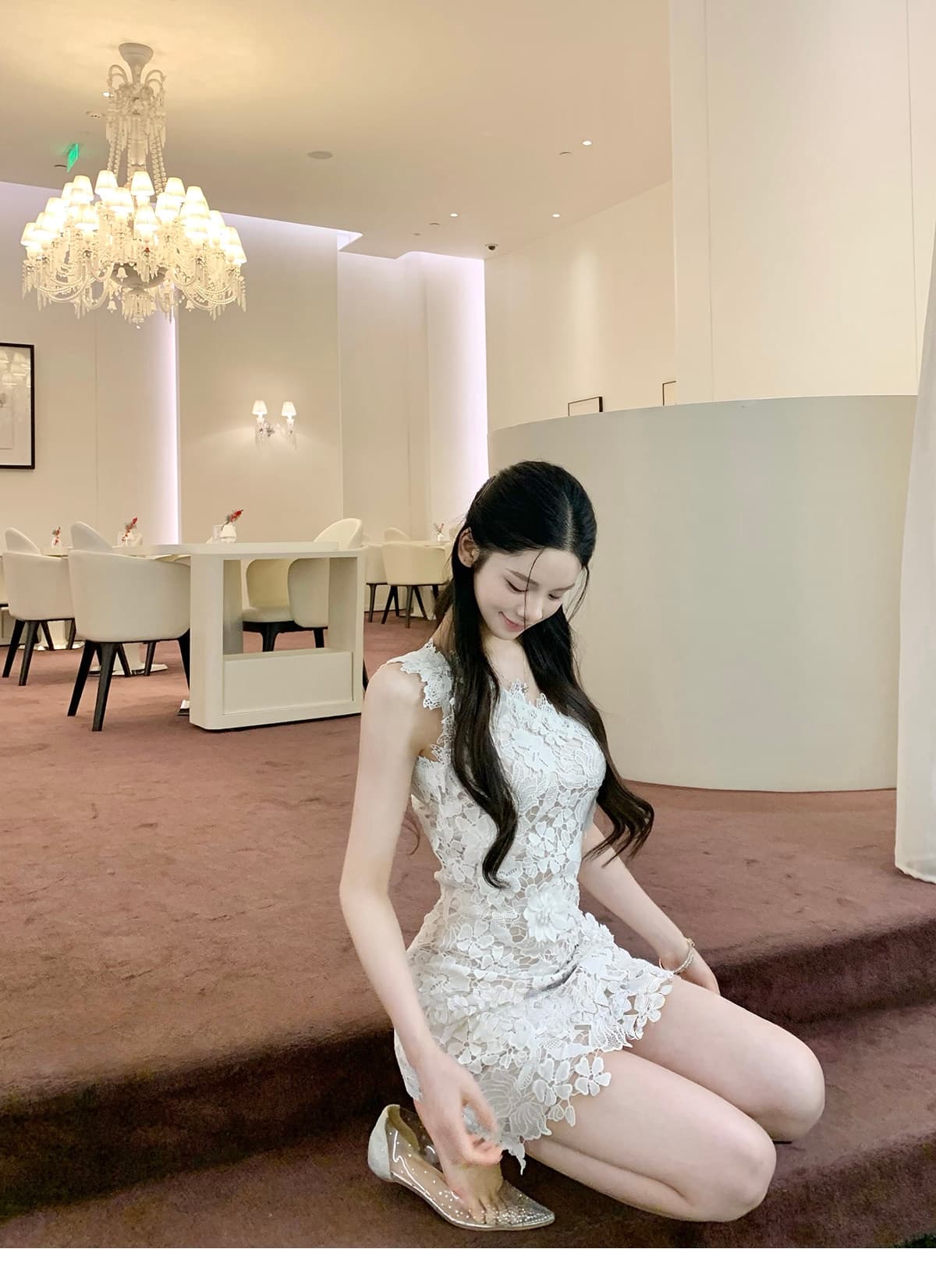 인터넷 그림 3 차원 꽃 레이스 숄더백 치마 고급 센스 드레스 상세 이미지 13