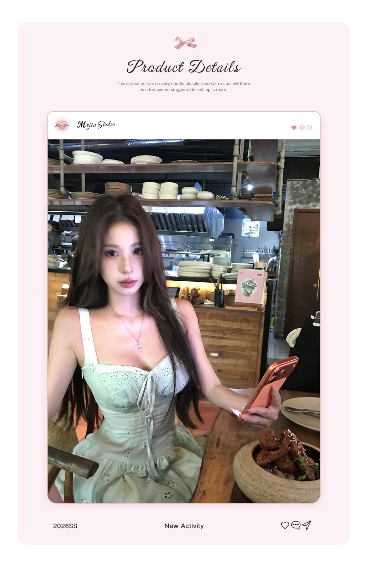 인터넷 그림 얕은 여름 휩쓸다 녹색 핫걸 자수 슬립 여성 드레스 봄 여름 허리 수축 한 마디 데이트 미니 스커트 상세 이미지 1
