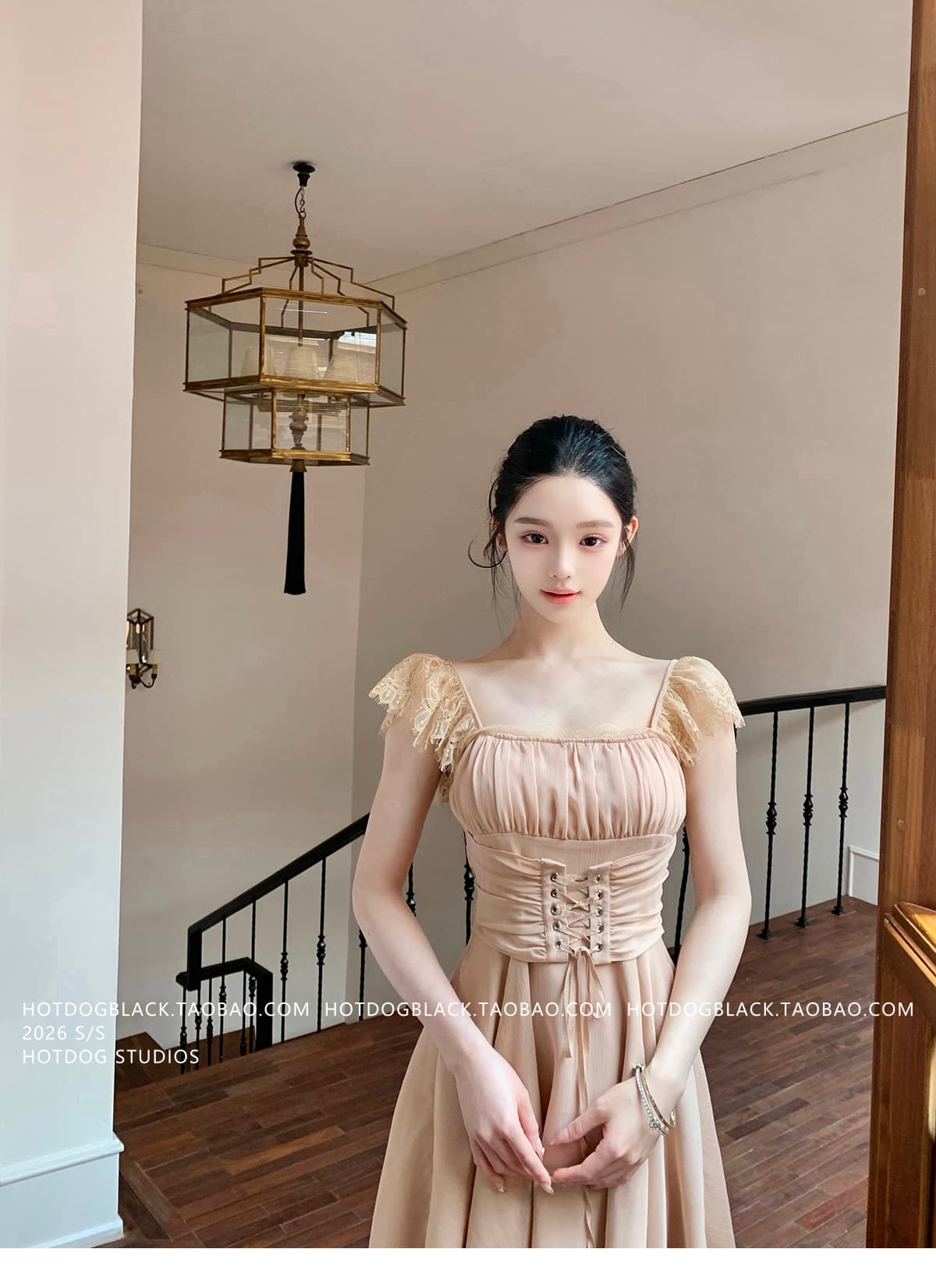 인터넷 그림 허리 수축 슬림해 보이는 알몸의 핑크색 여성 드레스 디자인 센스 미니 스커트 상세 이미지 5