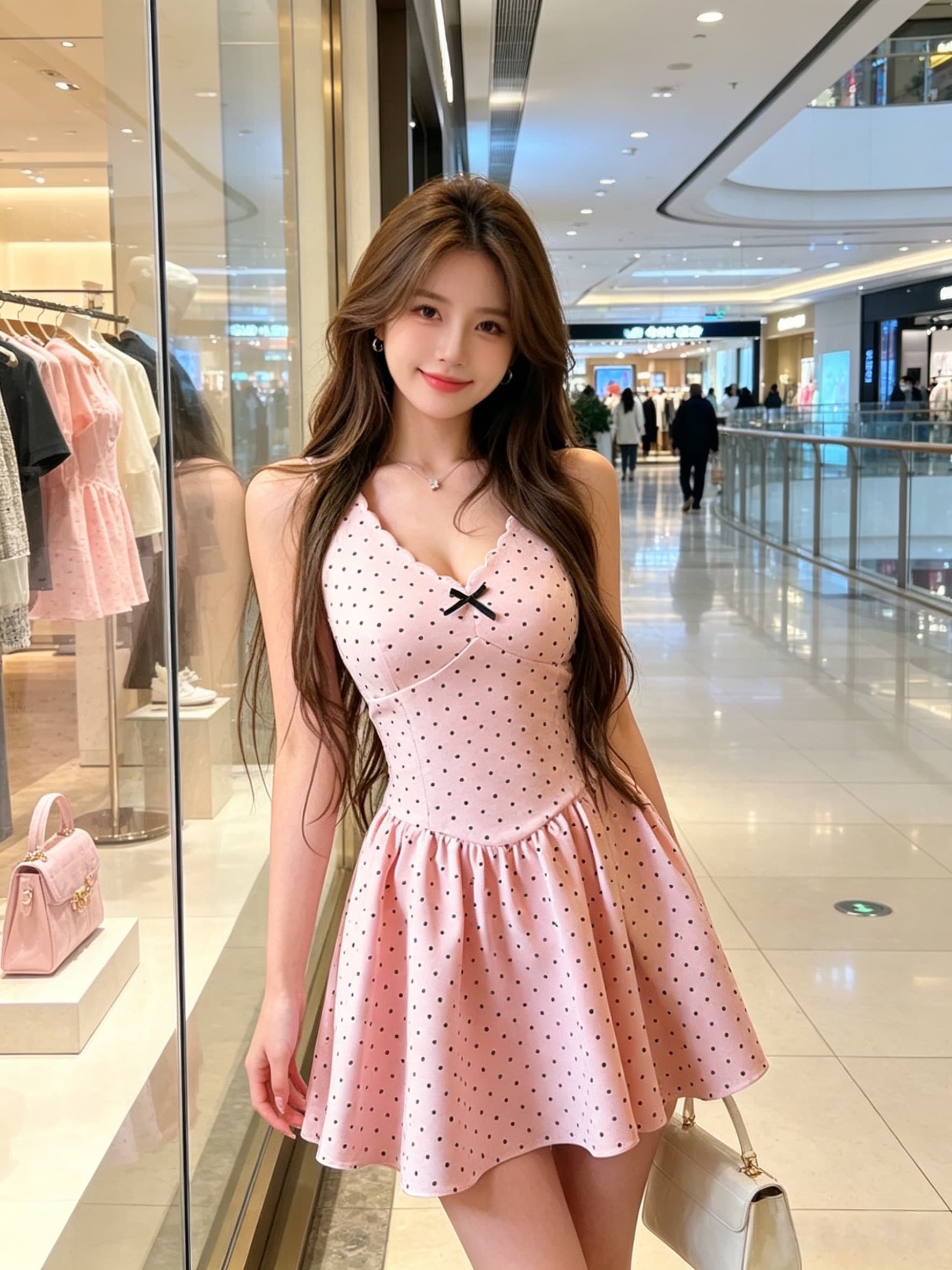 실사 정가 달콤한 꿈 전복 달콤함 연령 감소 도트 무늬 프린트 여성 드레스 여름 허리 수축 슬림해 보이는 미니 스커트 상세 이미지 9