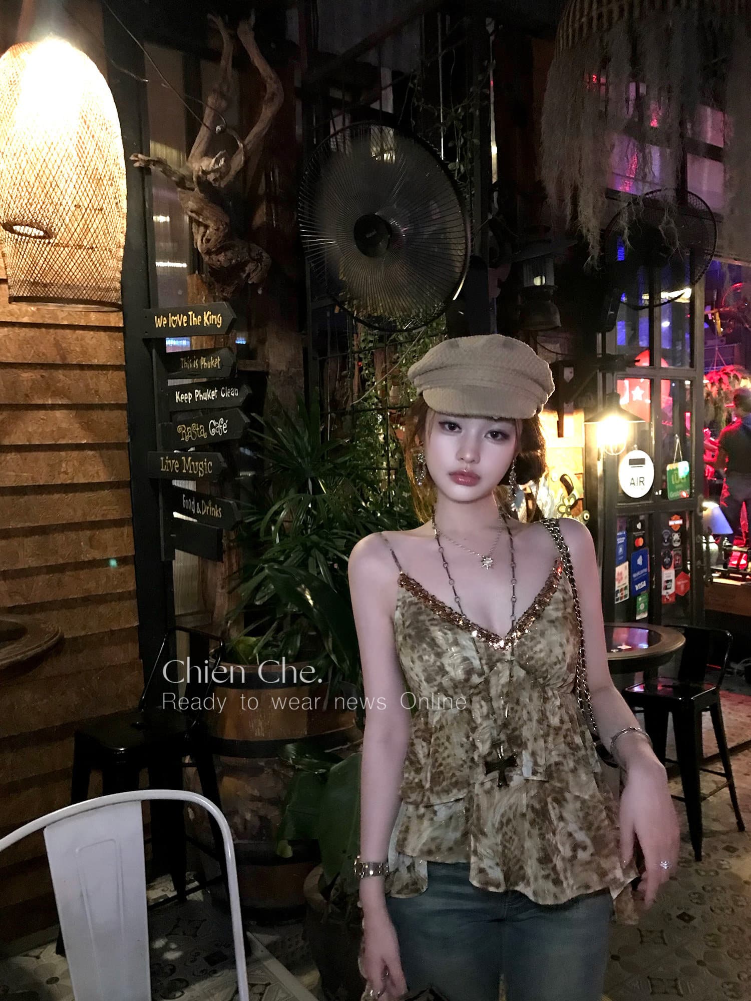 인터넷 그림 y2k 골드 밀가루 레트로 레오파드 무늬 프린트 캐미솔 여름 프릴 V넥 핫걸 맨위 여성 상세 이미지 19