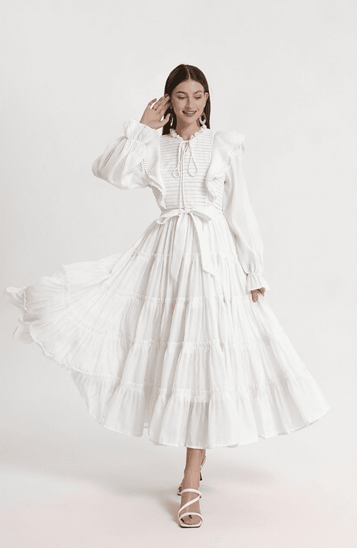 실사 프랑스식 펌프 Pleat 프릴 허리 수축 빅 사이즈 품격 드레스 이미지 2