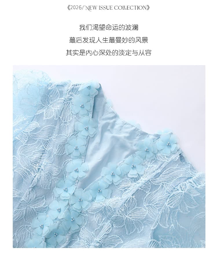 무거운 작업 자수 스팽글 수공 3 차원 꽃 비즈 박기 레이스 짧은 외투 가져 가라. 베스트 드레스 요정 세트 상세 이미지 4