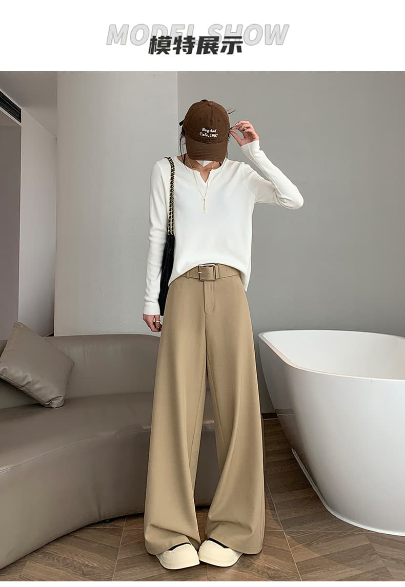 오래된 돈 바람 익스트림 제인 레트로 금속 와이드 벨트 카키 색 바지 캐주얼 슬랙스 루즈핏 스트레이트 와이드 레깅스 바지 상세 이미지 11