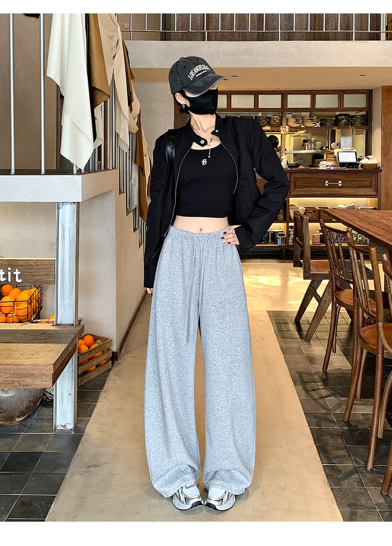 2026 봄 여름 새로운 패션 와이드 레그 팬츠 모통이 칼 바지 둘 착용 슬림해 보이는 둘 착용 바닥 청소 캐주얼 웨이 바지 아이들 상세 이미지 19