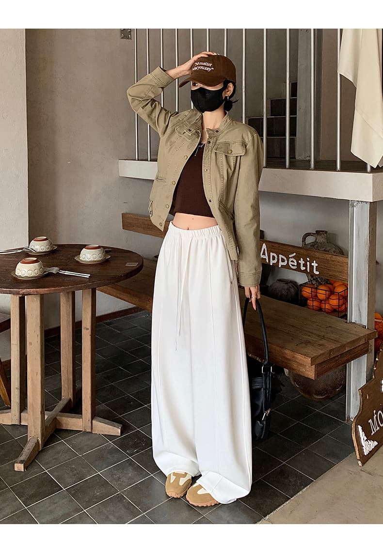 2026 봄 여름 새로운 패션 와이드 레그 팬츠 모통이 칼 바지 둘 착용 슬림해 보이는 둘 착용 바닥 청소 캐주얼 웨이 바지 아이들 상세 이미지 27