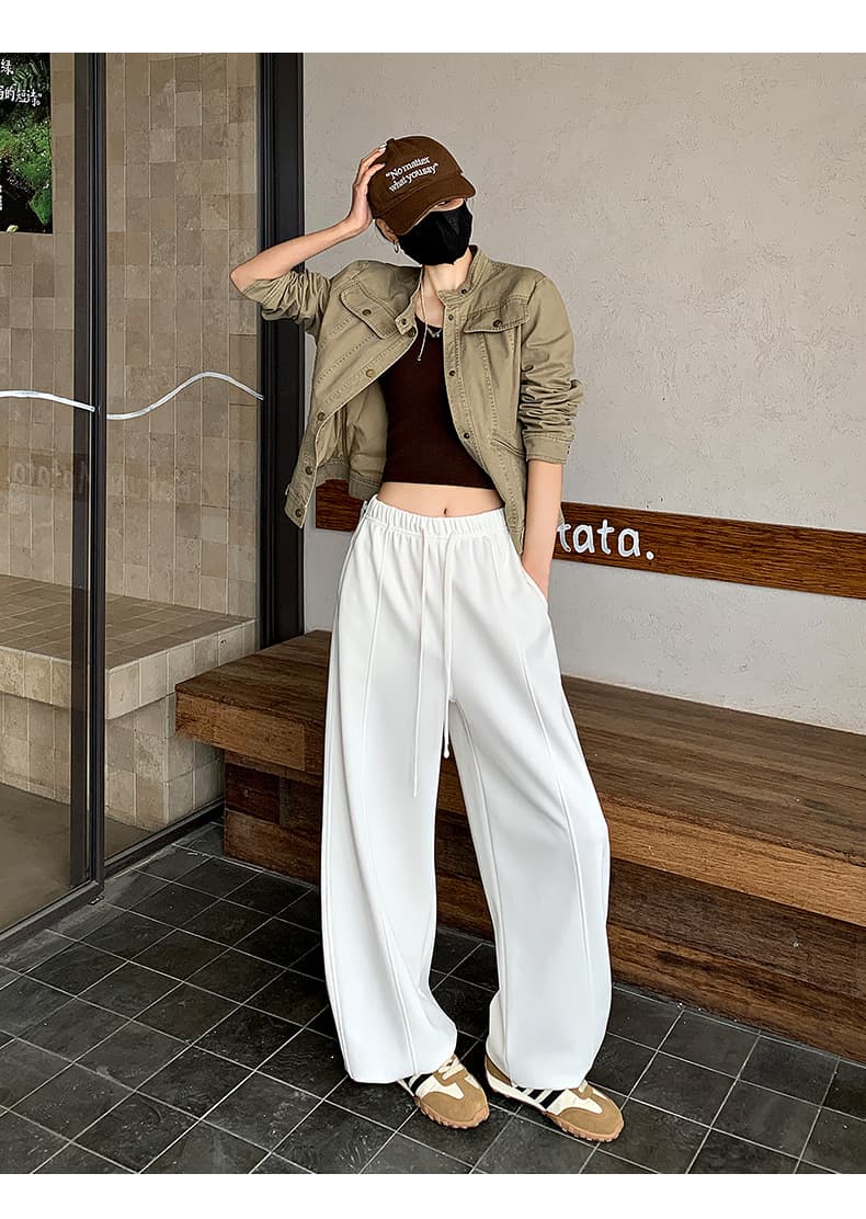 2026 봄 여름 새로운 패션 와이드 레그 팬츠 모통이 칼 바지 둘 착용 슬림해 보이는 둘 착용 바닥 청소 캐주얼 웨이 바지 아이들 상세 이미지 28
