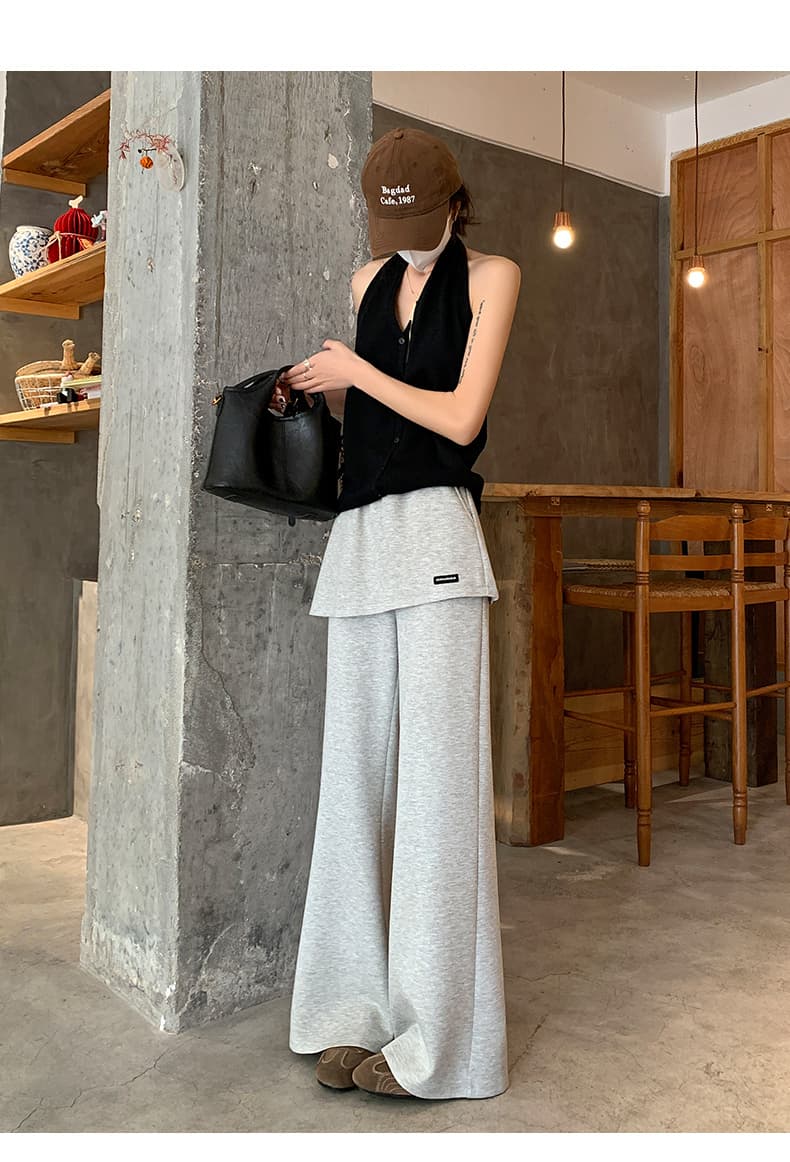 모달 빈 가스 층 페이크 레이어드 방귀 커튼 바지 부츠컷 바지 2026 봄 여름 하이웨이스트 캐주얼 바지 도루 센스 바닥 청소 바지 상세 이미지 16