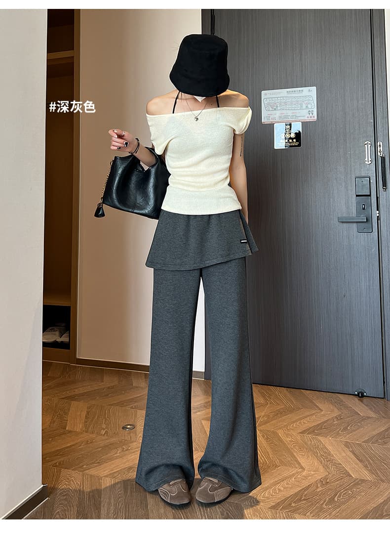 모달 빈 가스 층 페이크 레이어드 방귀 커튼 바지 부츠컷 바지 2026 봄 여름 하이웨이스트 캐주얼 바지 도루 센스 바닥 청소 바지 상세 이미지 18