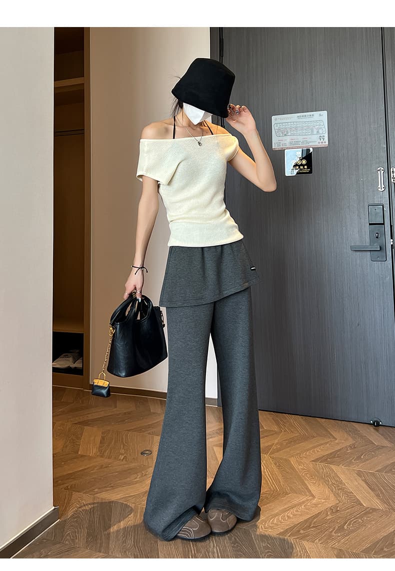 모달 빈 가스 층 페이크 레이어드 방귀 커튼 바지 부츠컷 바지 2026 봄 여름 하이웨이스트 캐주얼 바지 도루 센스 바닥 청소 바지 상세 이미지 20