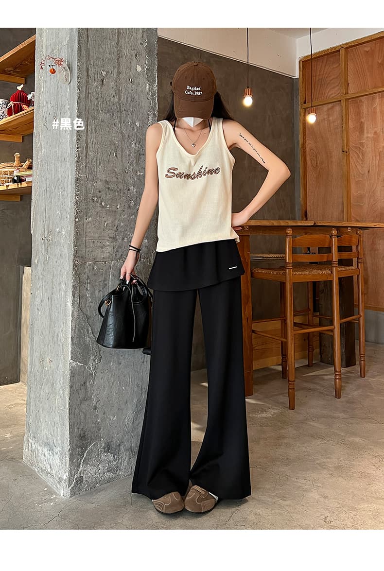 모달 빈 가스 층 페이크 레이어드 방귀 커튼 바지 부츠컷 바지 2026 봄 여름 하이웨이스트 캐주얼 바지 도루 센스 바닥 청소 바지 상세 이미지 24