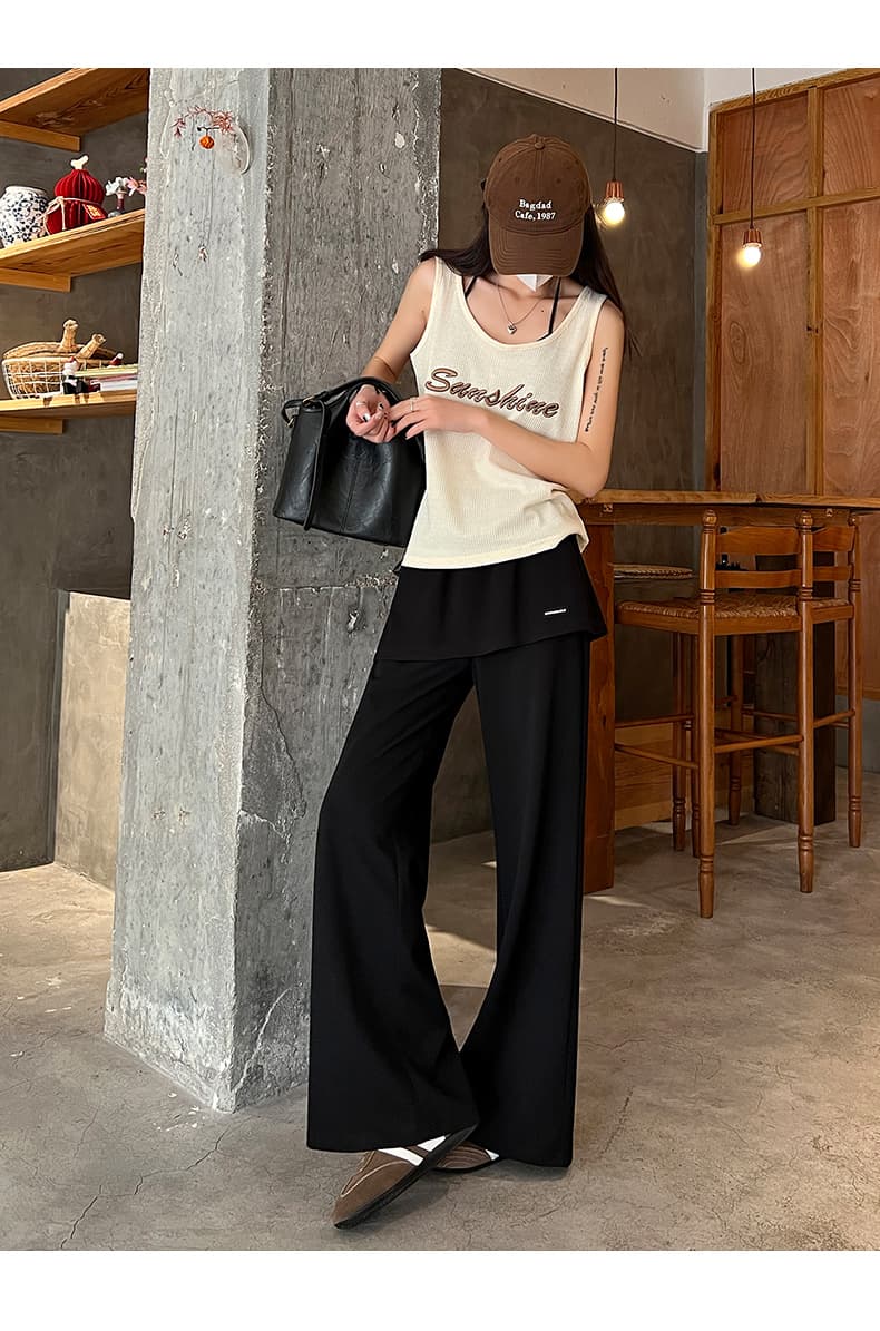 모달 빈 가스 층 페이크 레이어드 방귀 커튼 바지 부츠컷 바지 2026 봄 여름 하이웨이스트 캐주얼 바지 도루 센스 바닥 청소 바지 상세 이미지 30