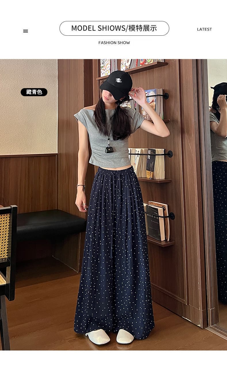 도트 무늬 면 린넨 와이드 레깅스 바지 2026 여름 새로운 느긋한 오래된 돈 휴가 바람 도루 센스 슬림해 보이는 바닥 청소 바지 상세 이미지 14