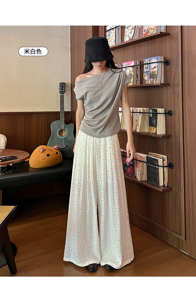 도트 무늬 면 린넨 와이드 레깅스 바지 2026 여름 새로운 느긋한 오래된 돈 휴가 바람 도루 센스 슬림해 보이는 바닥 청소 바지 상세 이미지 22