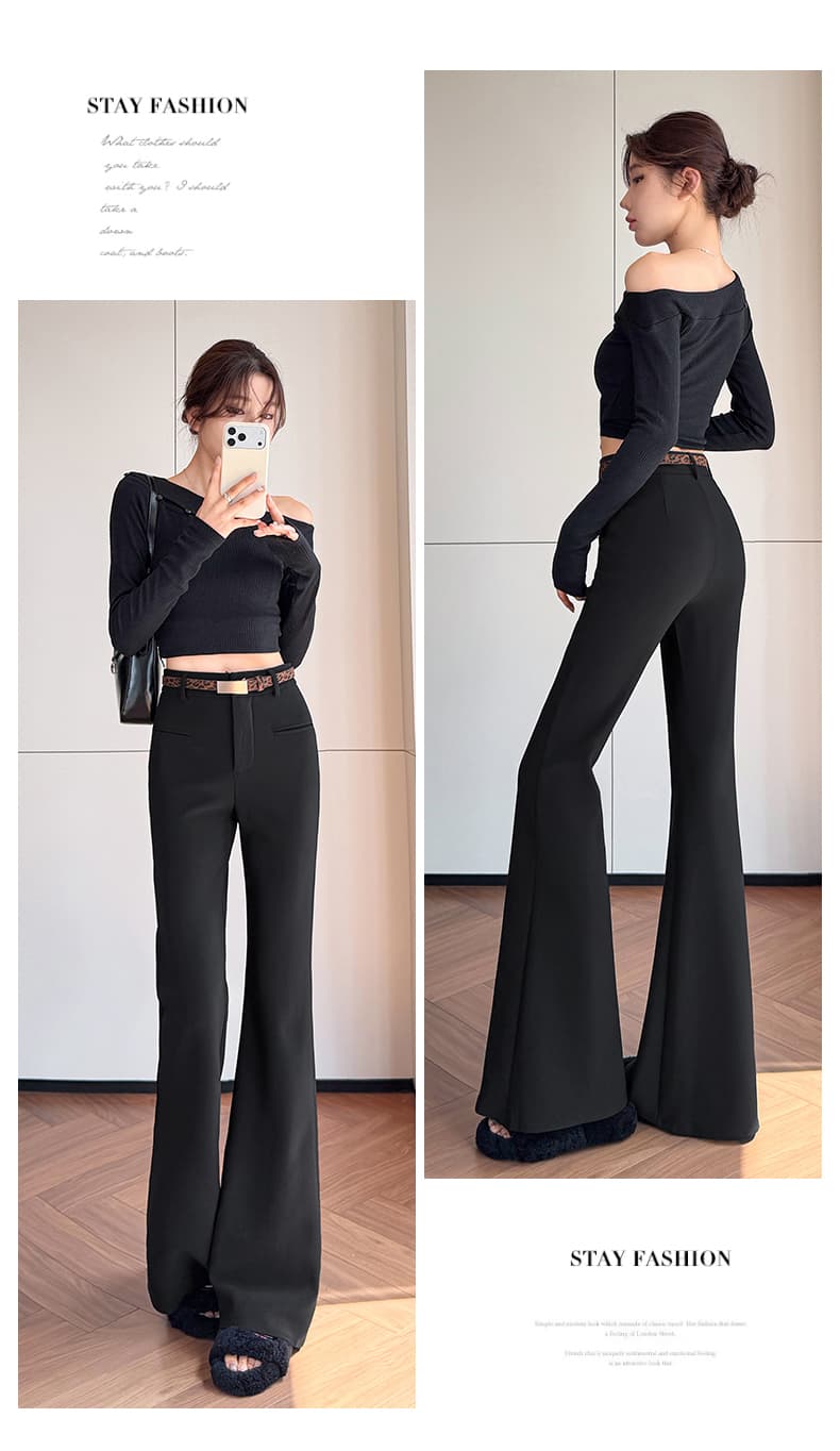 브라운 플레어 바지 2026 가을 겨울 새로운 하이웨이스트 몸매 가꾸기 슬림해 보이는 부츠컷 정장 바지 상세 이미지 26