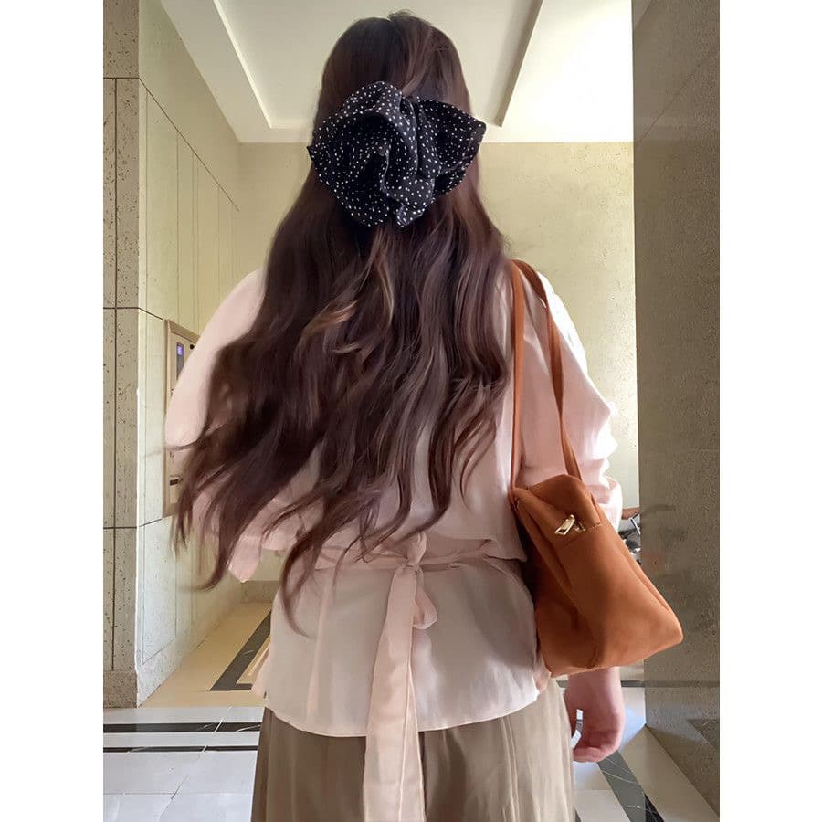 작은 키 스트랩 구조 설계 센스 작은 대중 허리 수축 프로필 모양 여성 셔츠 패션 긴팔 맨위 상세 이미지 2